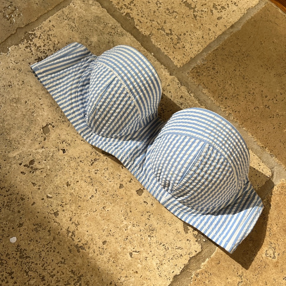 J. Crew Blue and White Striped Bikini Top